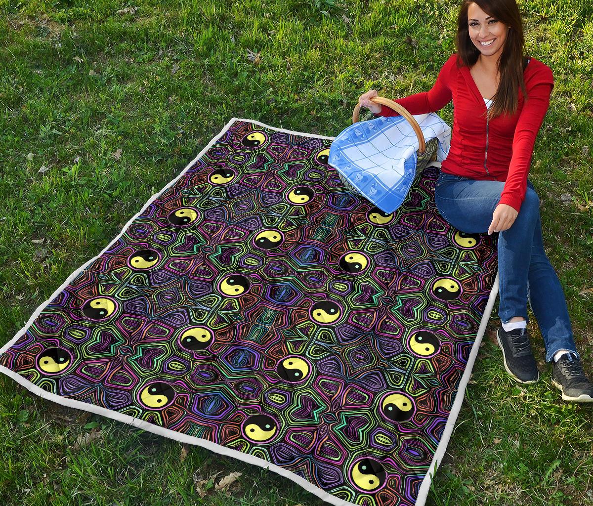Yin Yang Neon Color Design Print Premium Quilt-JTAMIGO.COM