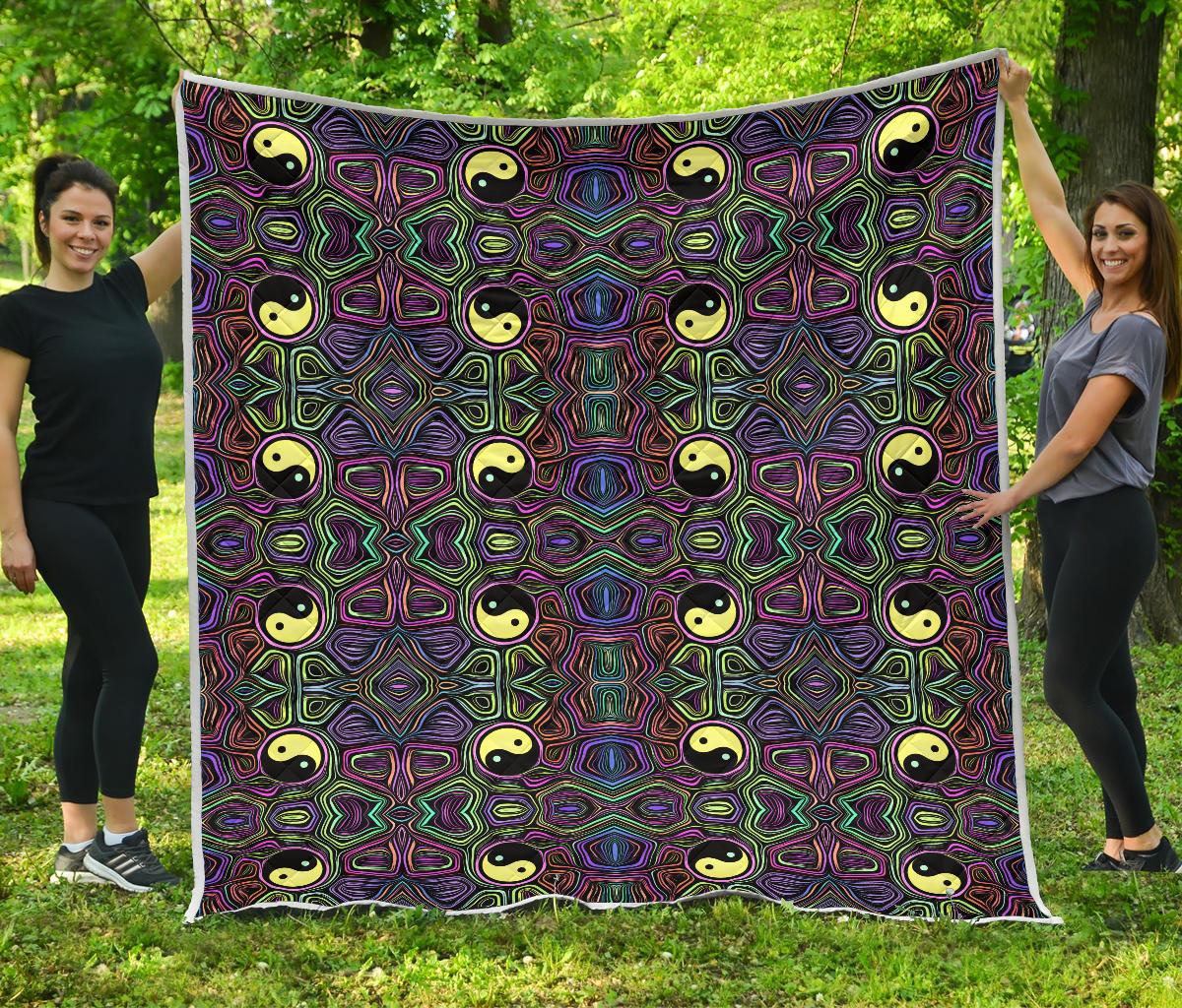 Yin Yang Neon Color Design Print Premium Quilt-JTAMIGO.COM