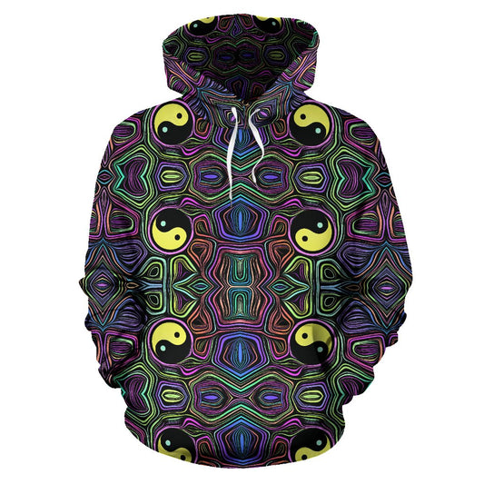 Yin Yang Neon Color Design Print Pullover Hoodie