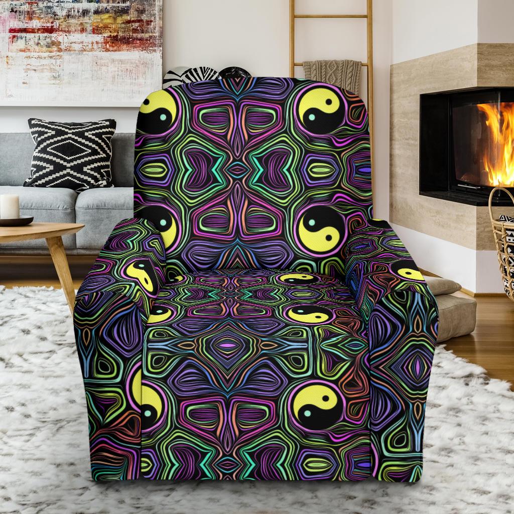 Yin Yang Neon Color Design Print Single Sofa Slipcover -JTAMIGO.COM