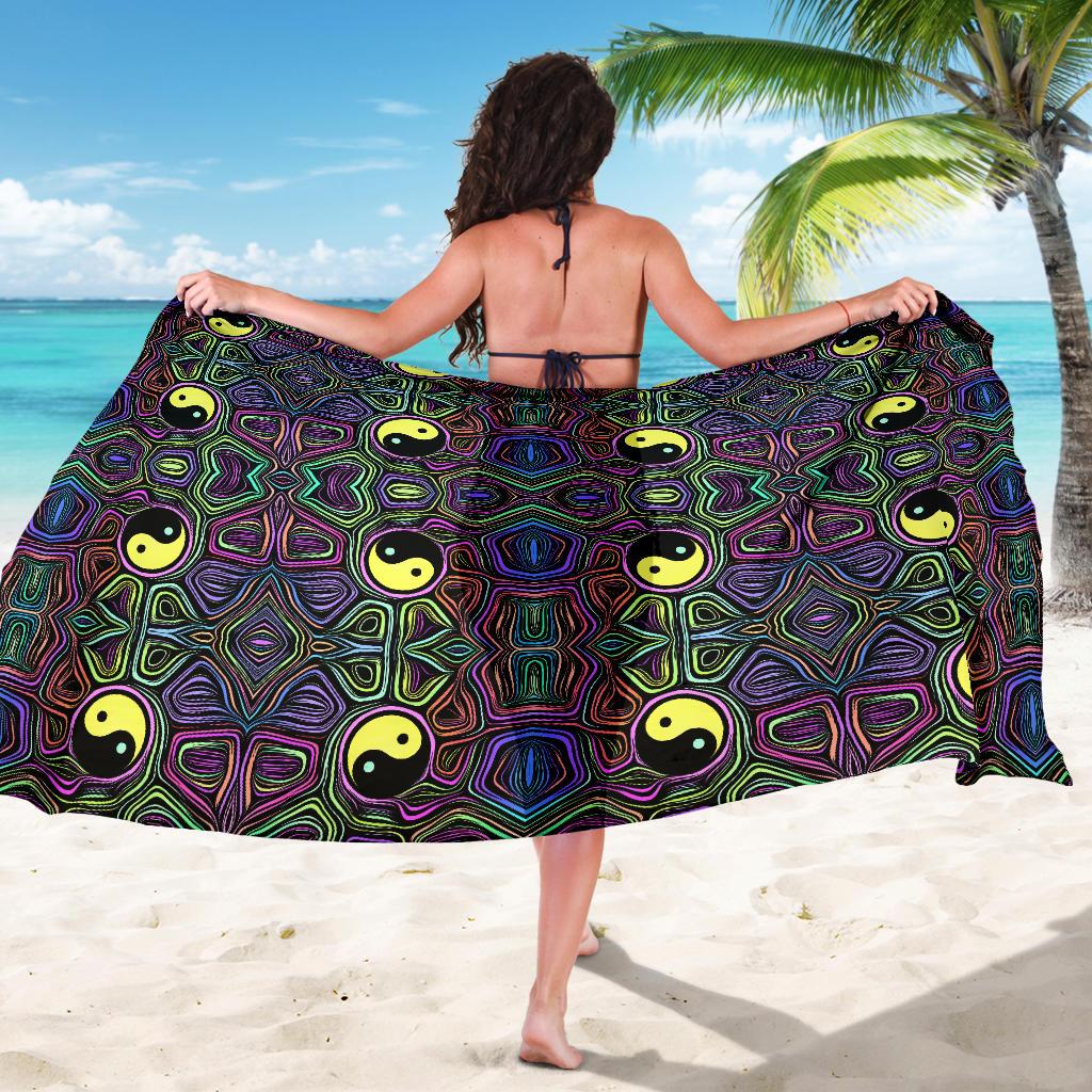 Yin Yang Neon Color Design Print Sarong Pareo Wrap