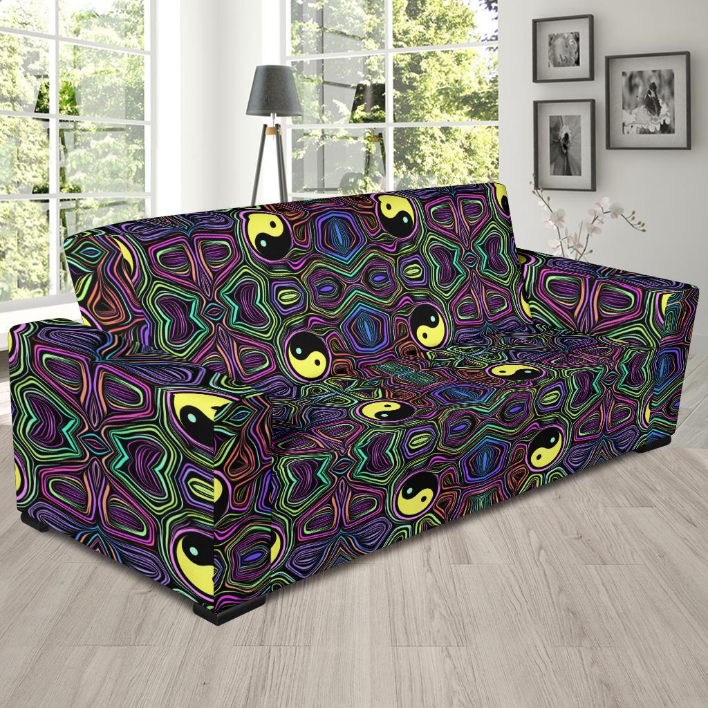 Yin Yang Neon Color Design Print Sofa Slipcover-JTAMIGO.COM