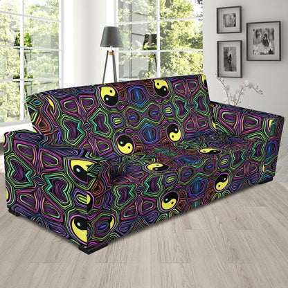 Yin Yang Neon Color Design Print Sofa Slipcover-JTAMIGO.COM