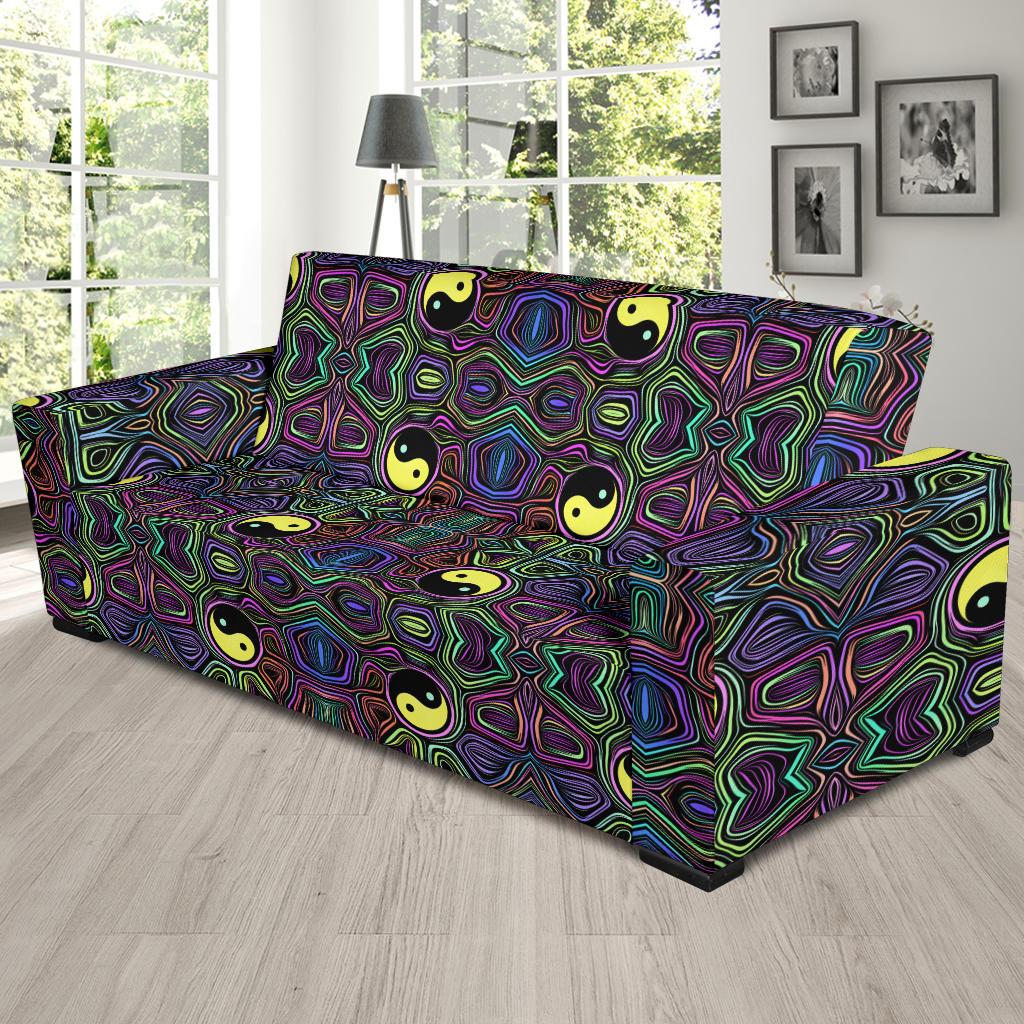 Yin Yang Neon Color Design Print Sofa Slipcover-JTAMIGO.COM