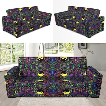 Yin Yang Neon Color Design Print Sofa Slipcover-JTAMIGO.COM