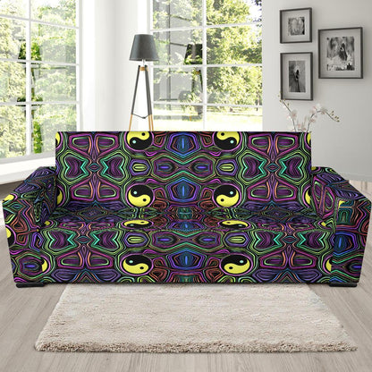 Yin Yang Neon Color Design Print Sofa Slipcover-JTAMIGO.COM