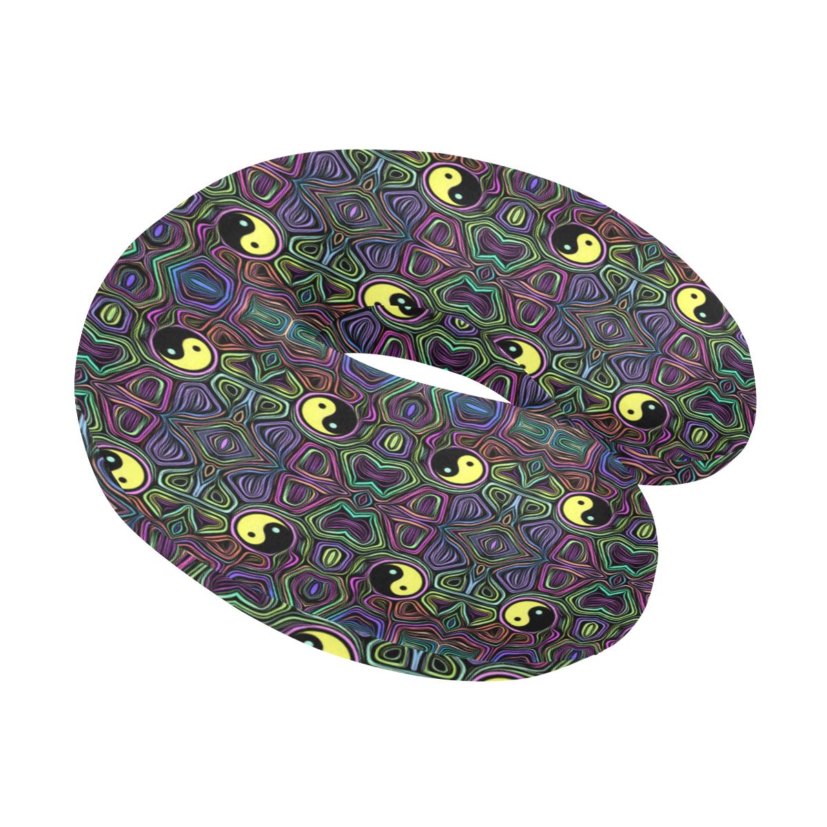 Yin Yang Neon Color Design Print U-Shaped Travel Neck Pillow-JTAMIGO.COM
