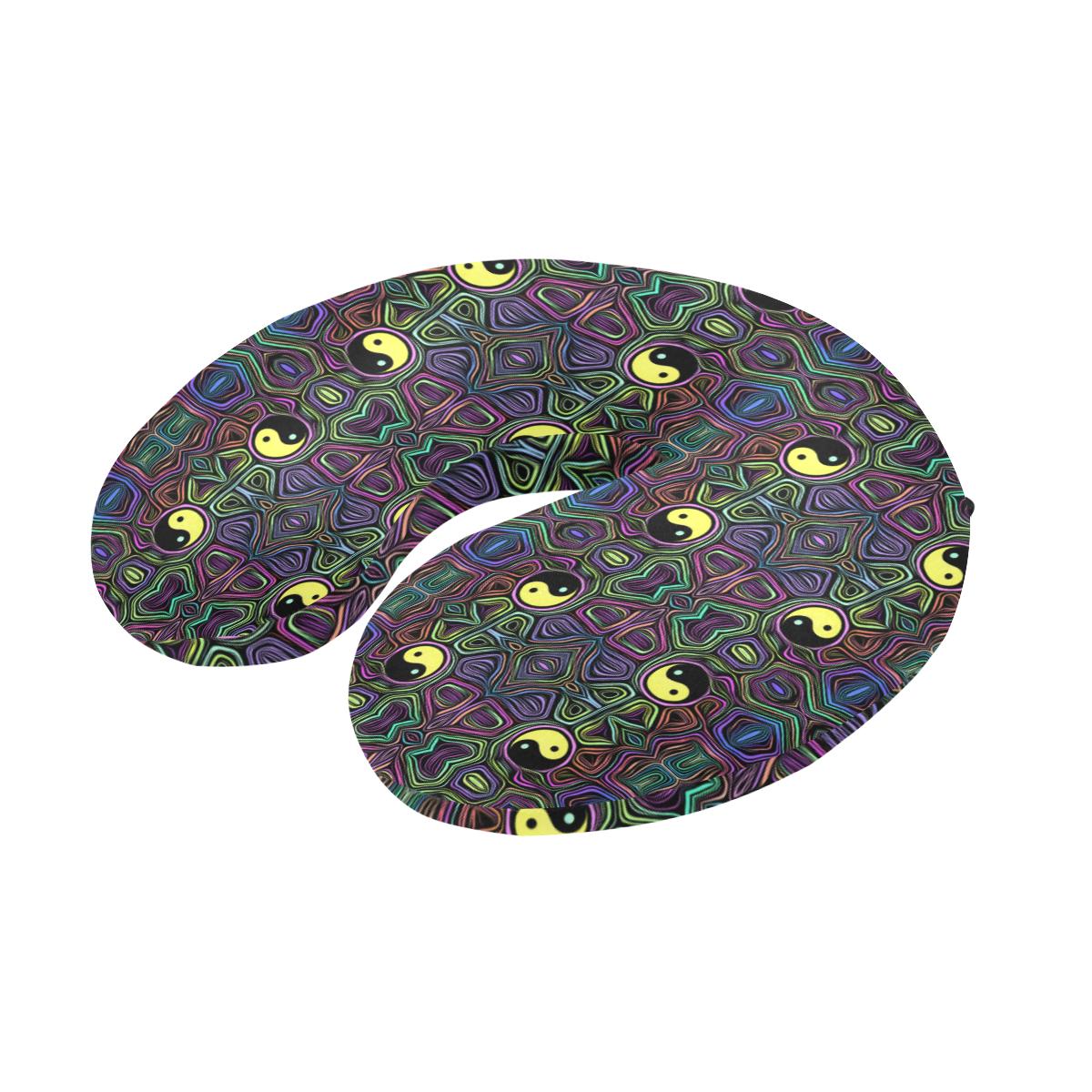 Yin Yang Neon Color Design Print U-Shaped Travel Neck Pillow-JTAMIGO.COM
