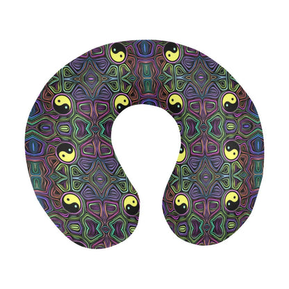 Yin Yang Neon Color Design Print U-Shaped Travel Neck Pillow-JTAMIGO.COM