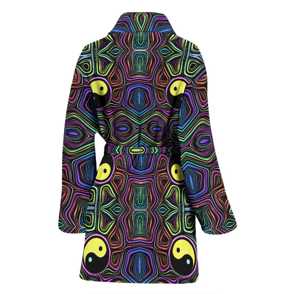 Yin Yang Neon Color Design Print Women Bath Robe-JTAMIGO.COM