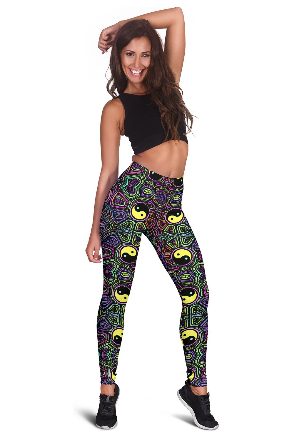 Yin Yang Neon Color Design Print Women Leggings