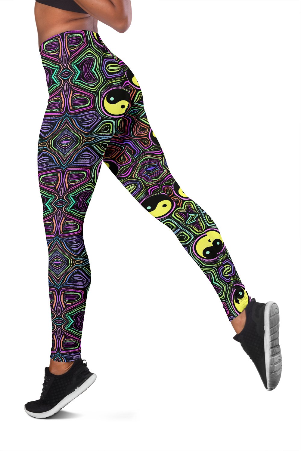 Yin Yang Neon Color Design Print Women Leggings