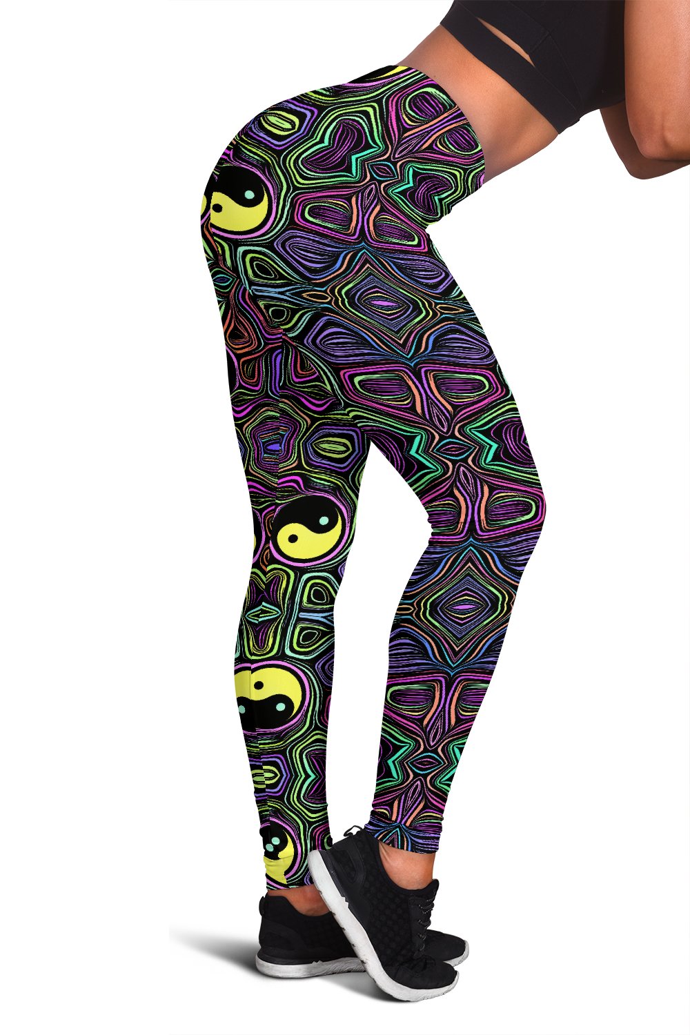Yin Yang Neon Color Design Print Women Leggings