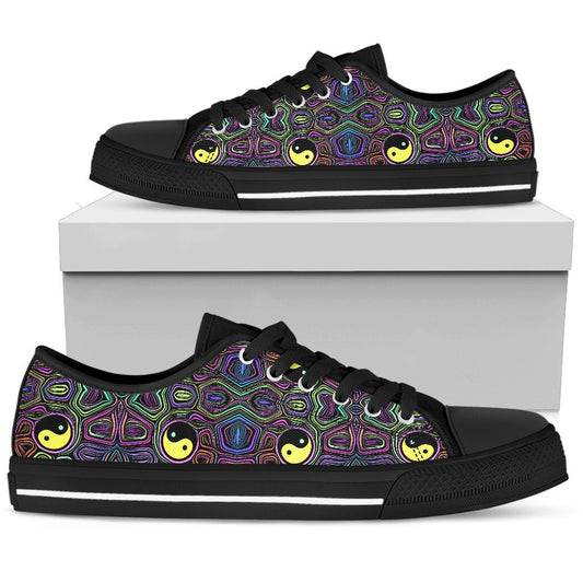 Yin Yang Neon Color Design Print Women Low Top Shoes-JTAMIGO.COM
