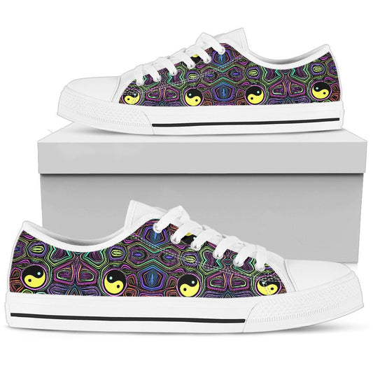 Yin Yang Neon Color Design Print Women Low Top Shoes-JTAMIGO.COM