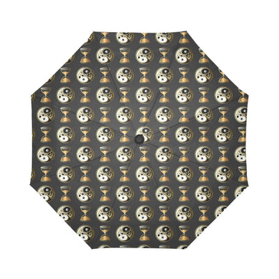 Yin Yang Skull Themed Design Print Automatic Foldable Umbrella
