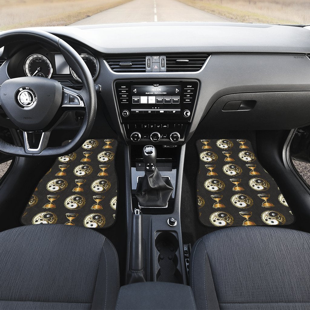 Yin Yang Skull Themed Design Print Car Floor Mats