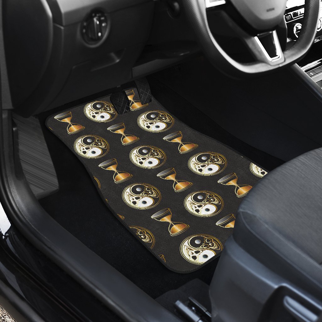 Yin Yang Skull Themed Design Print Car Floor Mats