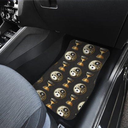 Yin Yang Skull Themed Design Print Car Floor Mats