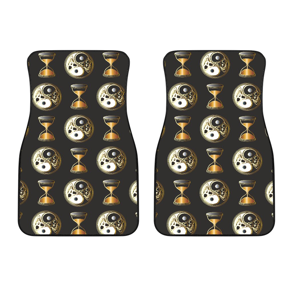 Yin Yang Skull Themed Design Print Car Floor Mats