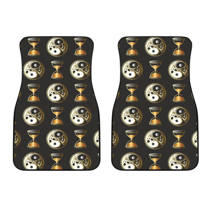Yin Yang Skull Themed Design Print Car Floor Mats