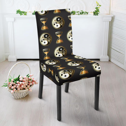Yin Yang Skull Themed Design Print Dining Chair Slipcover-JTAMIGO.COM