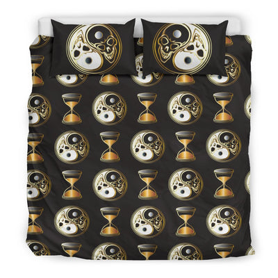 Yin Yang Skull Themed Design Print Duvet Cover Bedding Set