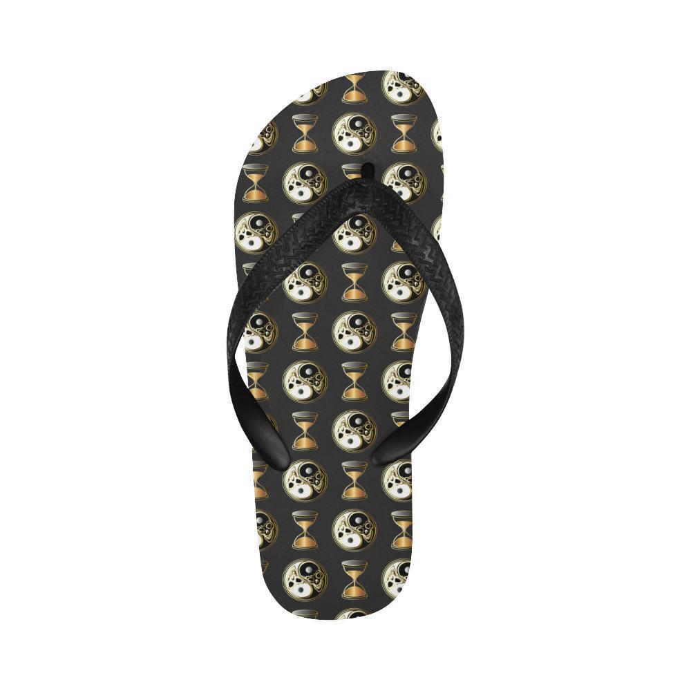 Yin Yang Skull Themed Design Print Flip Flops-JTAMIGO.COM