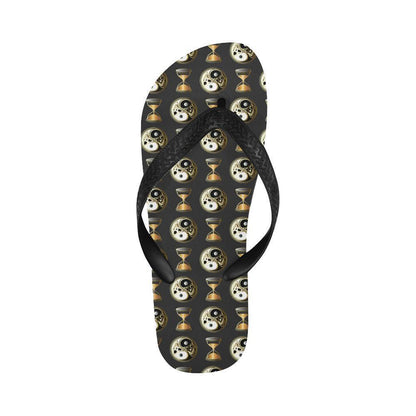 Yin Yang Skull Themed Design Print Flip Flops-JTAMIGO.COM