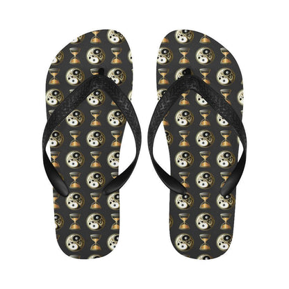Yin Yang Skull Themed Design Print Flip Flops-JTAMIGO.COM