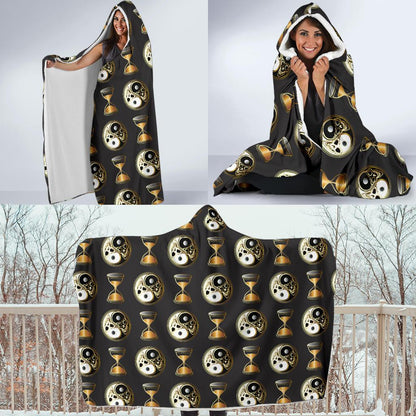 Yin Yang Skull Themed Design Print Hooded Blanket-JTAMIGO.COM