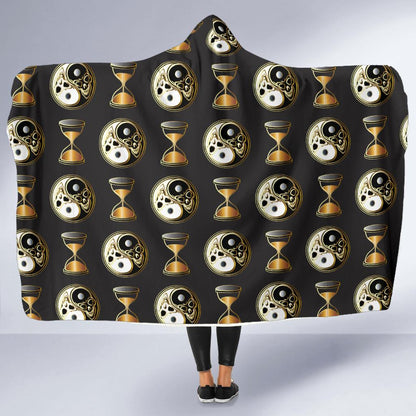Yin Yang Skull Themed Design Print Hooded Blanket-JTAMIGO.COM