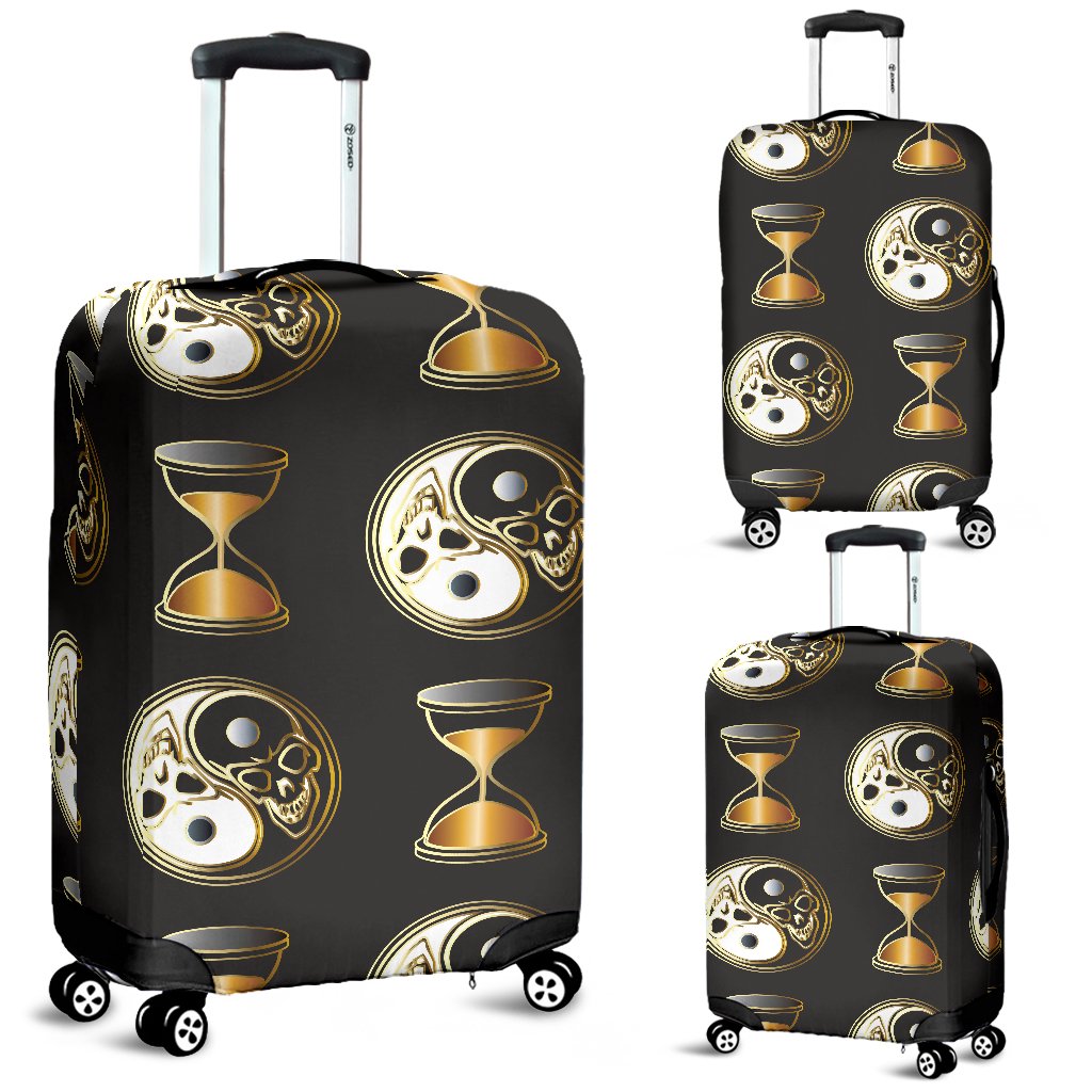 Yin Yang Skull Themed Design Print Luggage Cover Protector