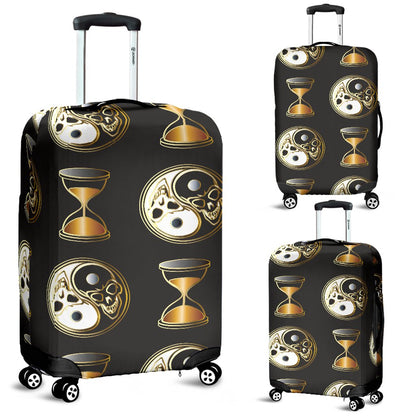 Yin Yang Skull Themed Design Print Luggage Cover Protector