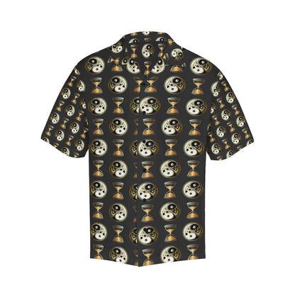 Yin Yang Skull Themed Design Print Men Aloha Hawaiian Shirt