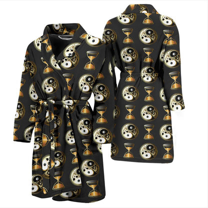 Yin Yang Skull Themed Design Print Men Bath Robe-JTAMIGO.COM