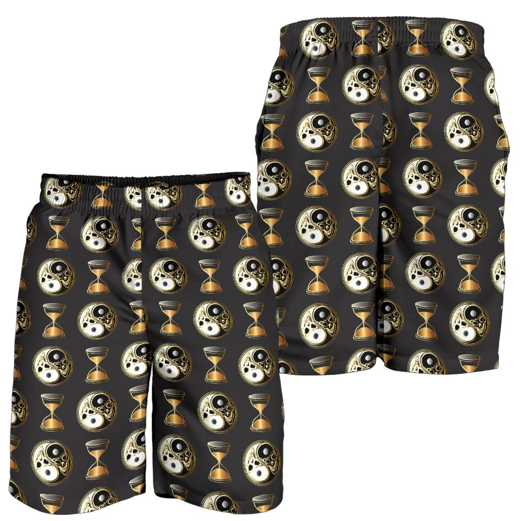 Yin Yang Skull Themed Design Print Mens Shorts-JTAMIGO.COM