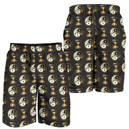 Yin Yang Skull Themed Design Print Mens Shorts-JTAMIGO.COM