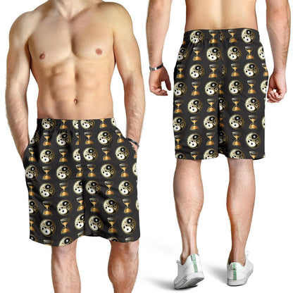 Yin Yang Skull Themed Design Print Mens Shorts-JTAMIGO.COM
