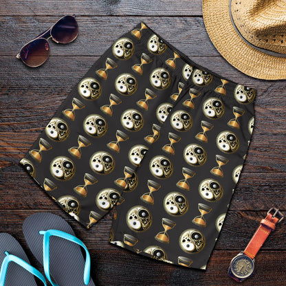 Yin Yang Skull Themed Design Print Mens Shorts-JTAMIGO.COM
