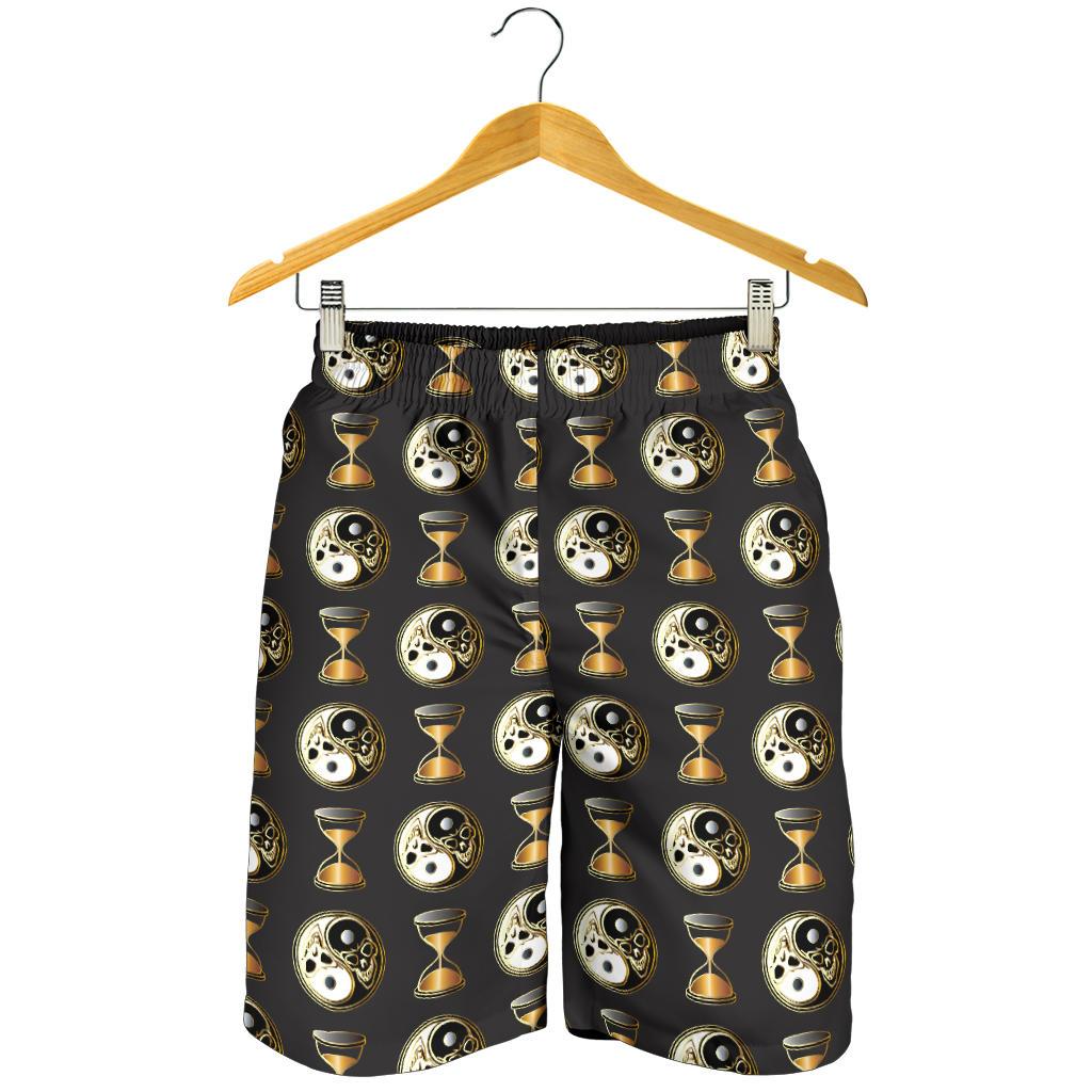 Yin Yang Skull Themed Design Print Mens Shorts-JTAMIGO.COM