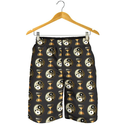 Yin Yang Skull Themed Design Print Mens Shorts-JTAMIGO.COM
