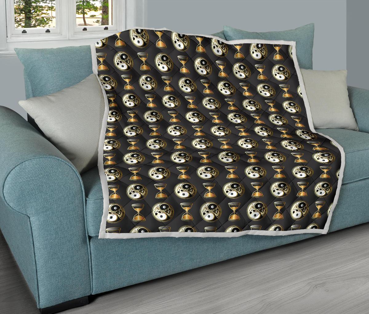Yin Yang Skull Themed Design Print Premium Quilt-JTAMIGO.COM