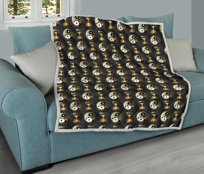 Yin Yang Skull Themed Design Print Premium Quilt-JTAMIGO.COM