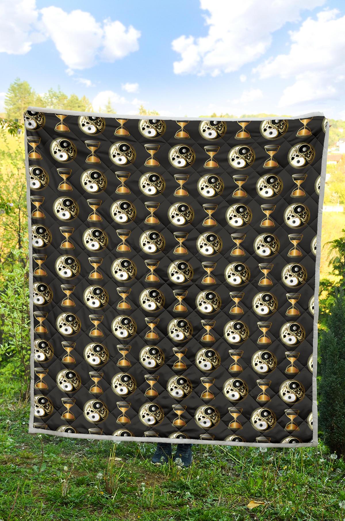 Yin Yang Skull Themed Design Print Premium Quilt-JTAMIGO.COM