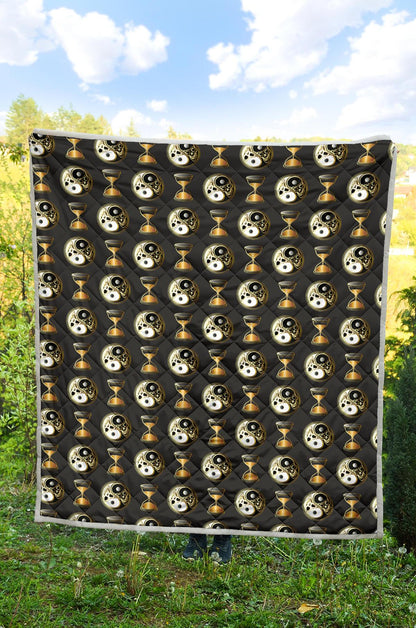 Yin Yang Skull Themed Design Print Premium Quilt-JTAMIGO.COM