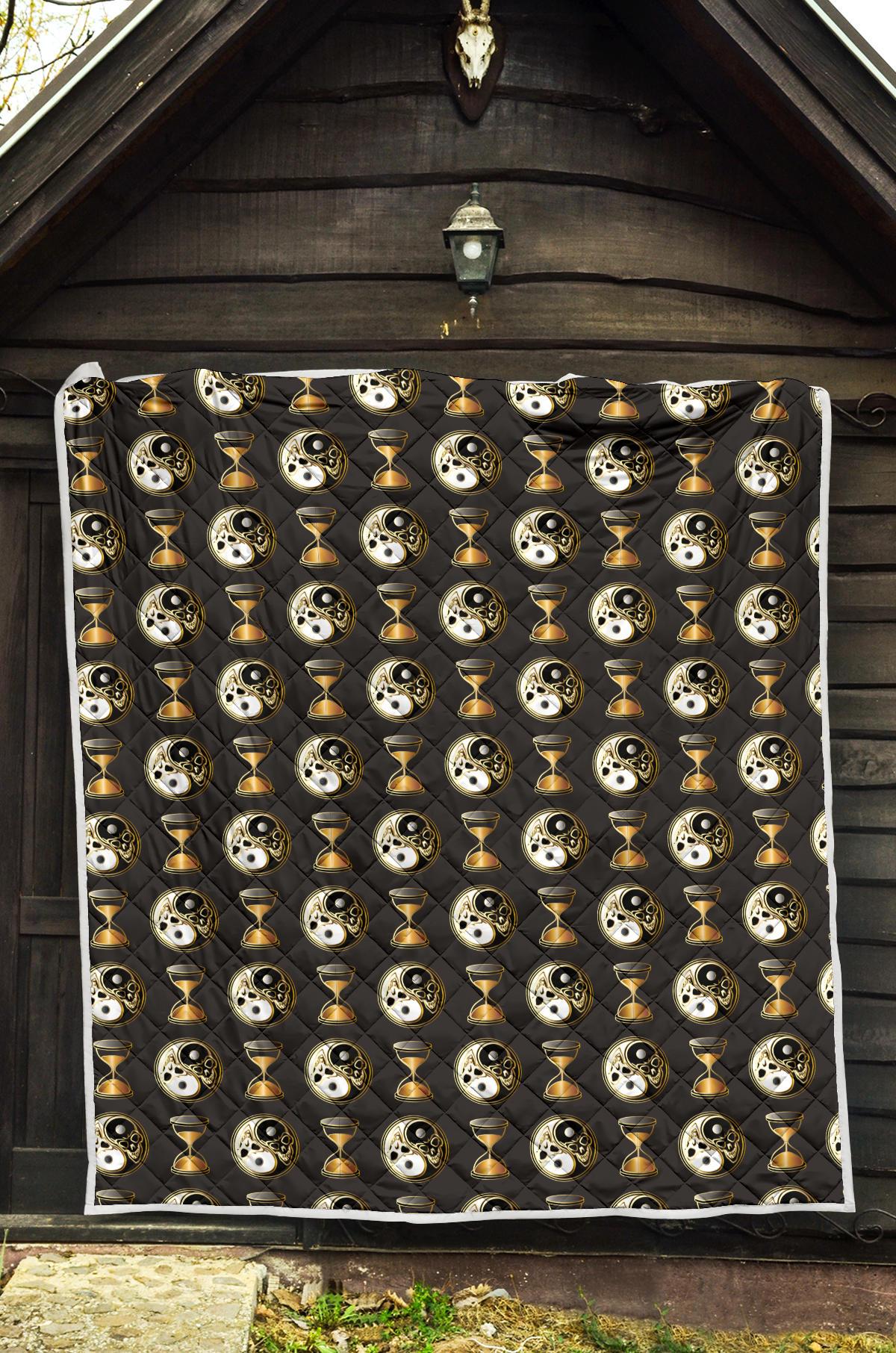 Yin Yang Skull Themed Design Print Premium Quilt-JTAMIGO.COM