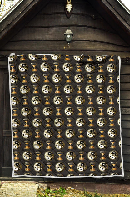 Yin Yang Skull Themed Design Print Premium Quilt-JTAMIGO.COM