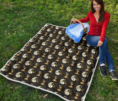 Yin Yang Skull Themed Design Print Premium Quilt-JTAMIGO.COM