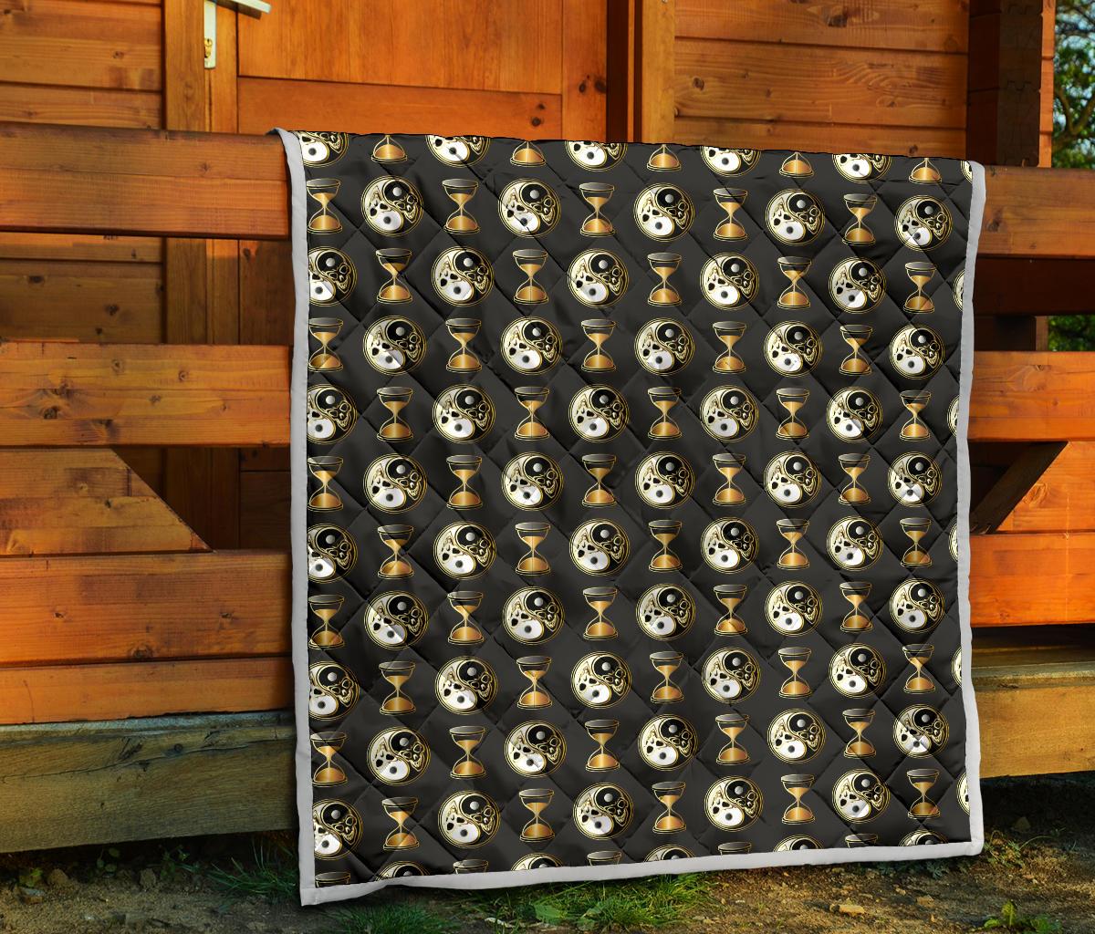 Yin Yang Skull Themed Design Print Premium Quilt-JTAMIGO.COM